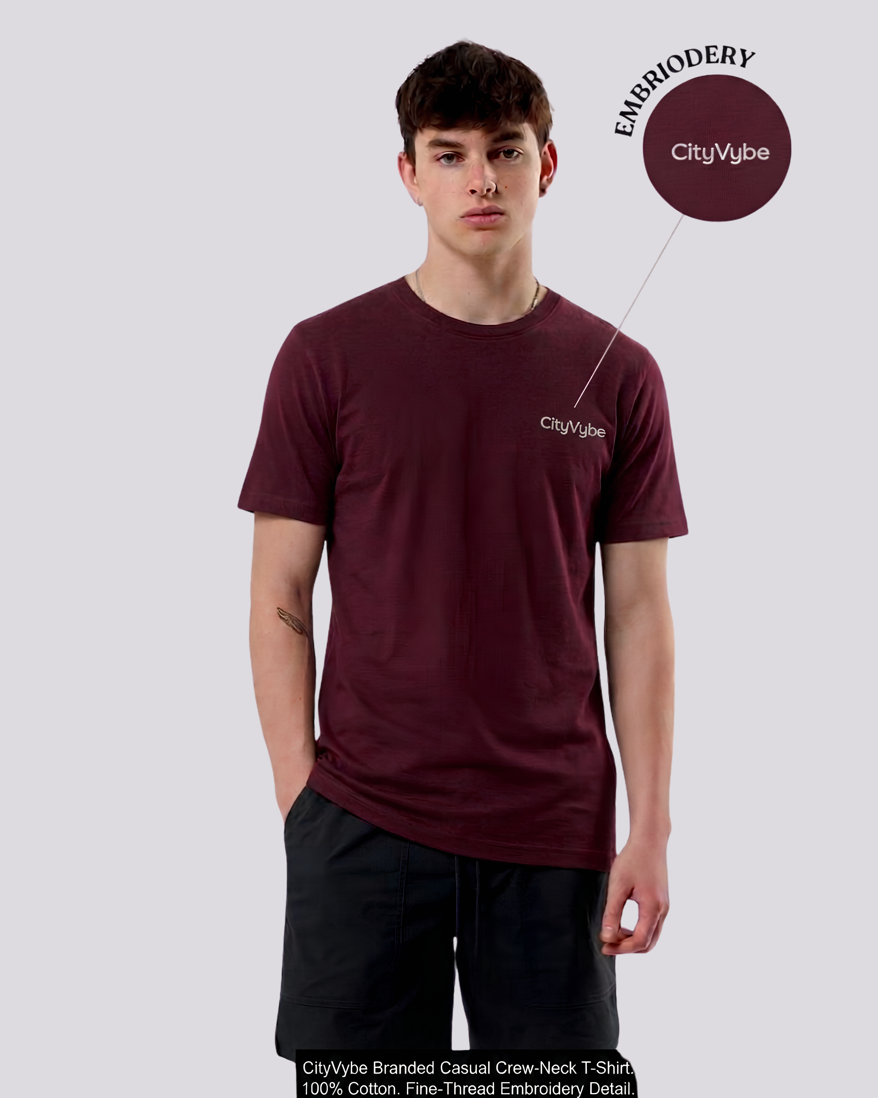 CityVybe Signature Embroidered T-Shirt | Regular Fit