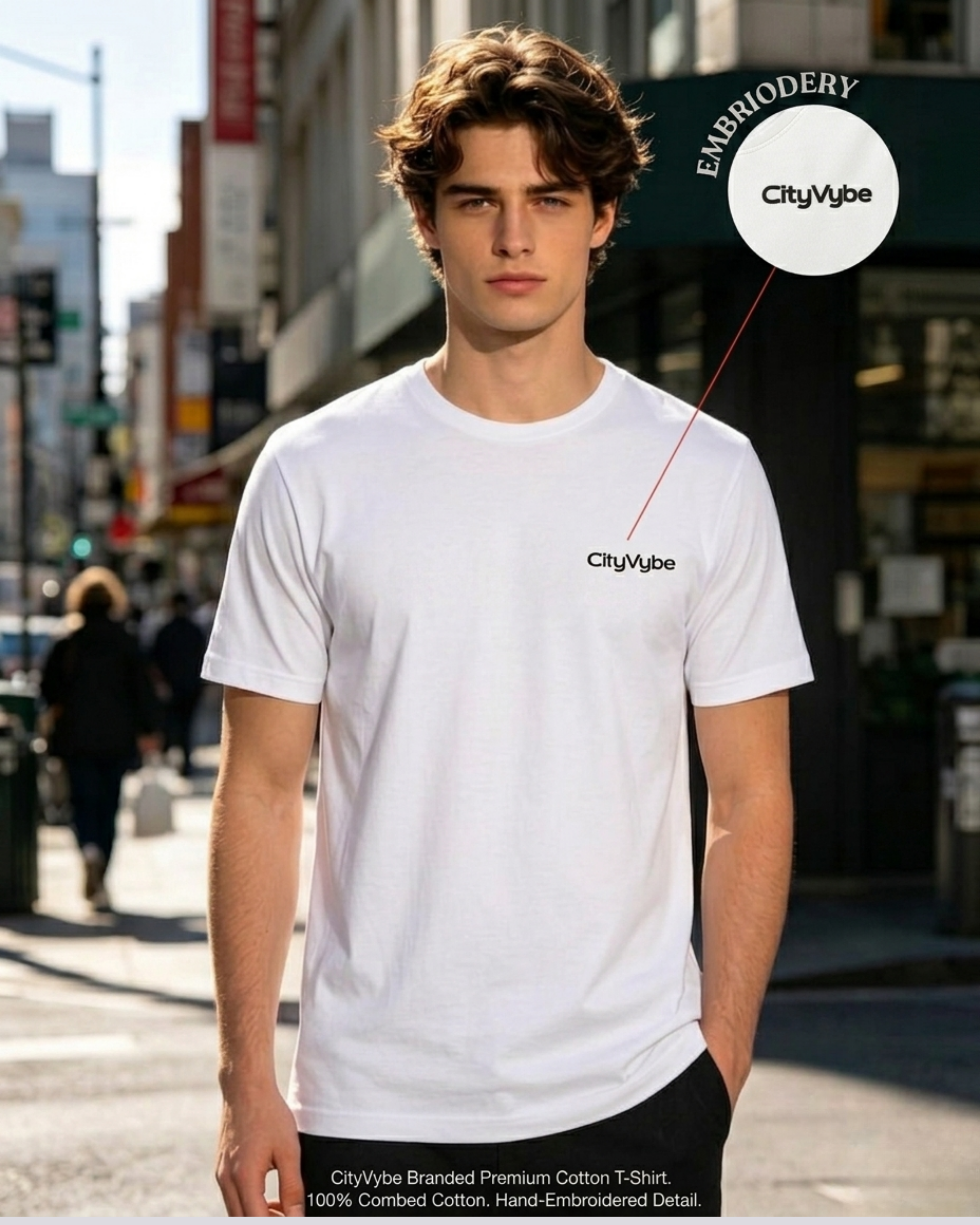 CityVybe Signature Embroidered T-Shirt | Regular Fit